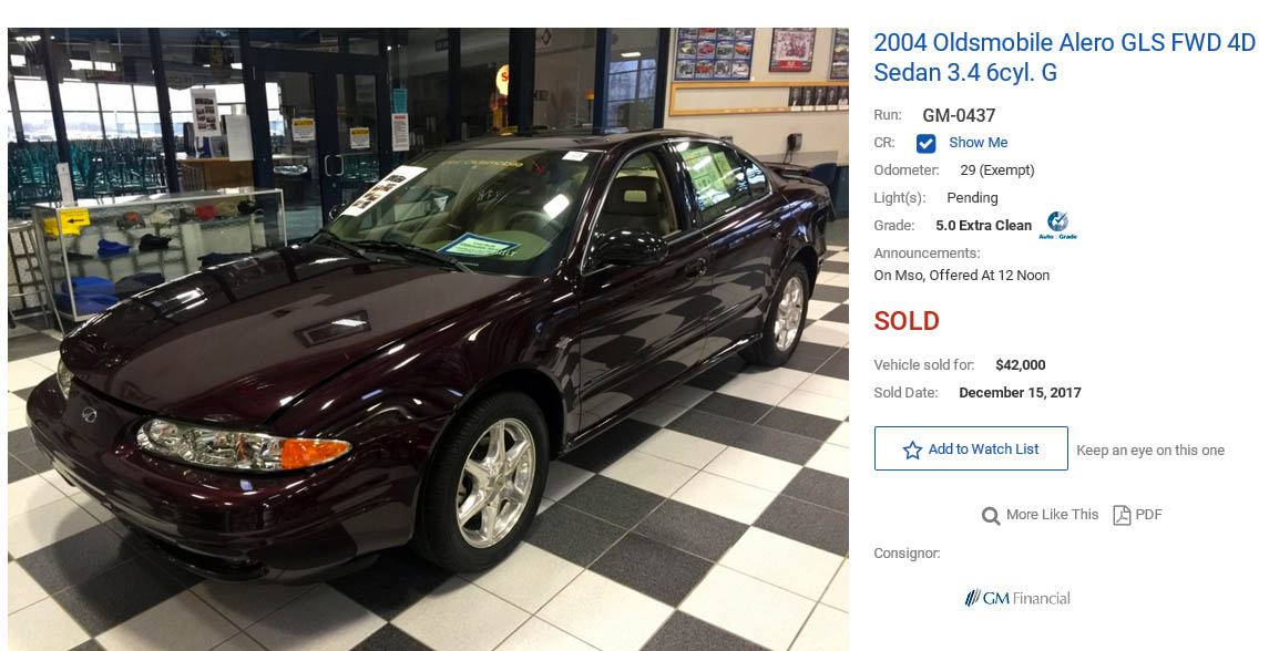 Last Oldsmobile Auction Sale Price